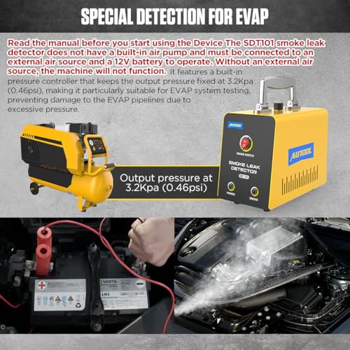 Autool Automotive Smoke Machine Leak Detector,Evap Vacuum Smoke Diagnostic Tester,Pipeline Fuel Leakage Detector Compatible with 12V Cars, Trucks, Motorcycle, ATV, Boats, Snowmobiles - Image 4