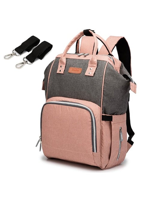 Baby Diaper Bag Backpack, Nappy Changing Bag with Insulated Pockets,  Large Capacity and Multi-functional Waterproof Backpack with Stroller straps, Suitable for Mum and Dad travelling with Baby,  Pink