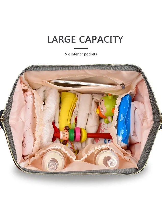 Baby Diaper Bag Backpack, Nappy Changing Bag with Insulated Pockets,  Large Capacity and Multi-functional Waterproof Backpack with Stroller straps, Suitable for Mum and Dad travelling with Baby,  Pink