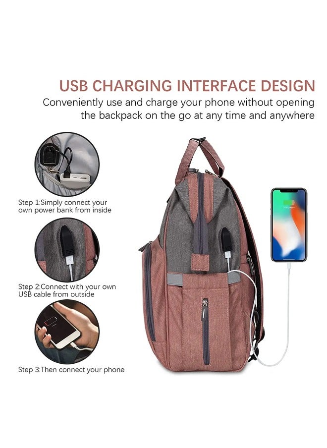 Baby Diaper Bag Backpack, Nappy Changing Bag with Insulated Pockets,  Large Capacity and Multi-functional Waterproof Backpack with Stroller straps, Suitable for Mum and Dad travelling with Baby,  Pink