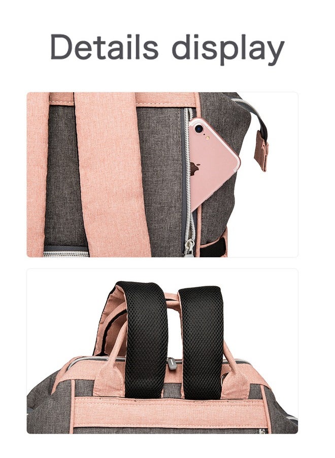 Baby Diaper Bag Backpack, Nappy Changing Bag with Insulated Pockets,  Large Capacity and Multi-functional Waterproof Backpack with Stroller straps, Suitable for Mum and Dad travelling with Baby,  Pink