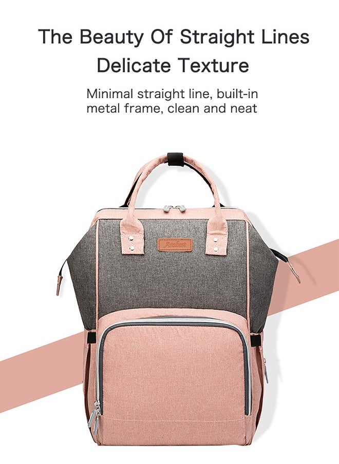 Baby Diaper Bag Backpack, Nappy Changing Bag with Insulated Pockets,  Large Capacity and Multi-functional Waterproof Backpack with Stroller straps, Suitable for Mum and Dad travelling with Baby,  Pink