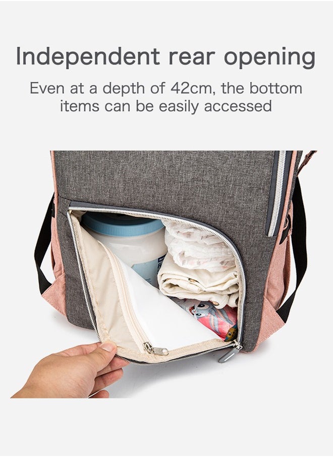 Baby Diaper Bag Backpack, Nappy Changing Bag with Insulated Pockets,  Large Capacity and Multi-functional Waterproof Backpack with Stroller straps, Suitable for Mum and Dad travelling with Baby,  Pink