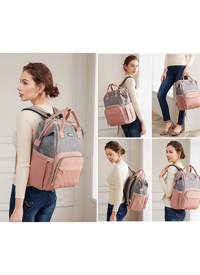 Baby Diaper Bag Backpack, Nappy Changing Bag with Insulated Pockets,  Large Capacity and Multi-functional Waterproof Backpack with Stroller straps, Suitable for Mum and Dad travelling with Baby,  Pink