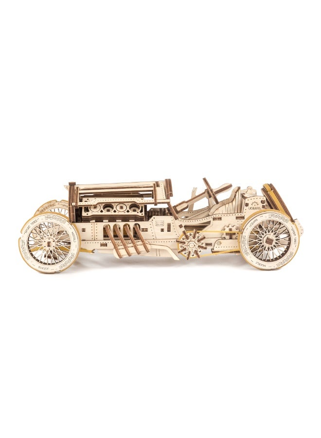 أوجيرز Ugears, Made in Europe, 3D Wooden Puzzle U-9 Grand Prix Car for Adults Racing Model Car Kit, Early Formula One Building Set with Working V8 Engine, Perfect for Gifting, No Glue Needed, UGR-70044 - Image 2