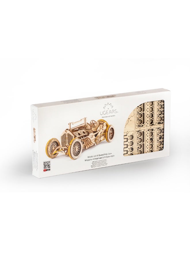 أوجيرز Ugears, Made in Europe, 3D Wooden Puzzle U-9 Grand Prix Car for Adults Racing Model Car Kit, Early Formula One Building Set with Working V8 Engine, Perfect for Gifting, No Glue Needed, UGR-70044 - Image 3