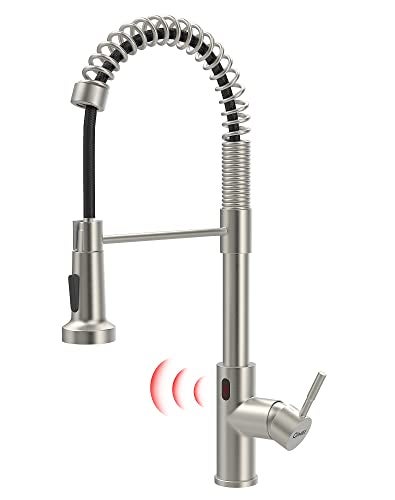 GIMILI Touchless Kitchen Faucet with Pull Down Sprayer Motion Sensor Smart HandsFree Activated Single Hole Spring Faucet for Kitchen Sink Brushed Nickel