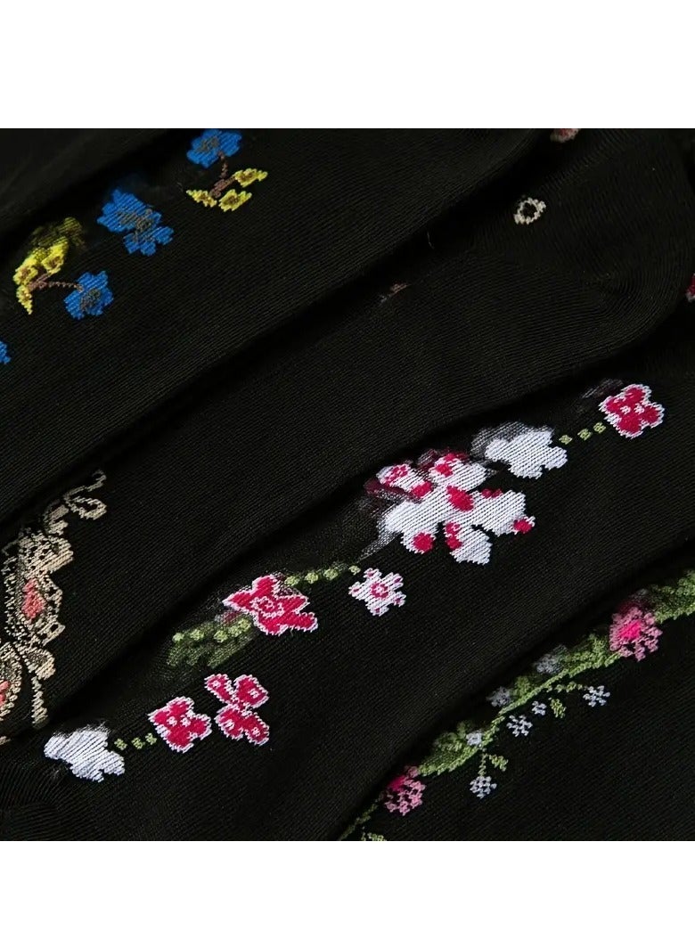 15-Pack Floral Glass Silk Women's Socks - Breathable, Durable  Luxurious, Perfect for Everyday Elegance - Image 3