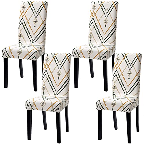 Fuloon Fuloon 4 Pack Super Fit Stretch Removable Washable Short Dining Chair Protector Cover Seat Slipcover for Hotel Dining Room Ceremony Banquet Wedding Party 