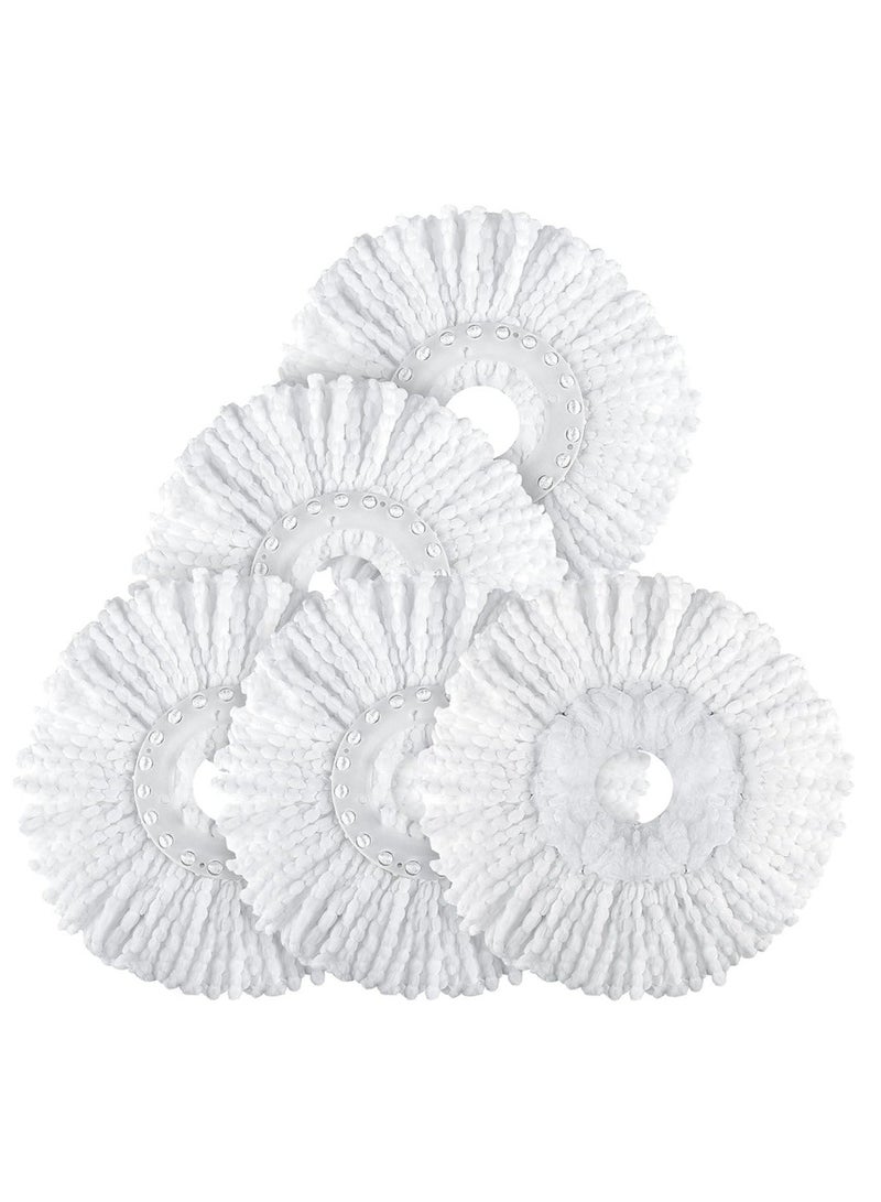كوول تشيك 5 قطع من رؤوس الممسحة الدوارة البديلة المصنوعة من الألياف الدقيقة، عبوة من 5 رؤوس إعادة تعبئة من الألياف الدقيقة عالمية لـ 360 Spin Magic Mopping، شكل دائري، مقاس قياسي، أبيض - Image 1