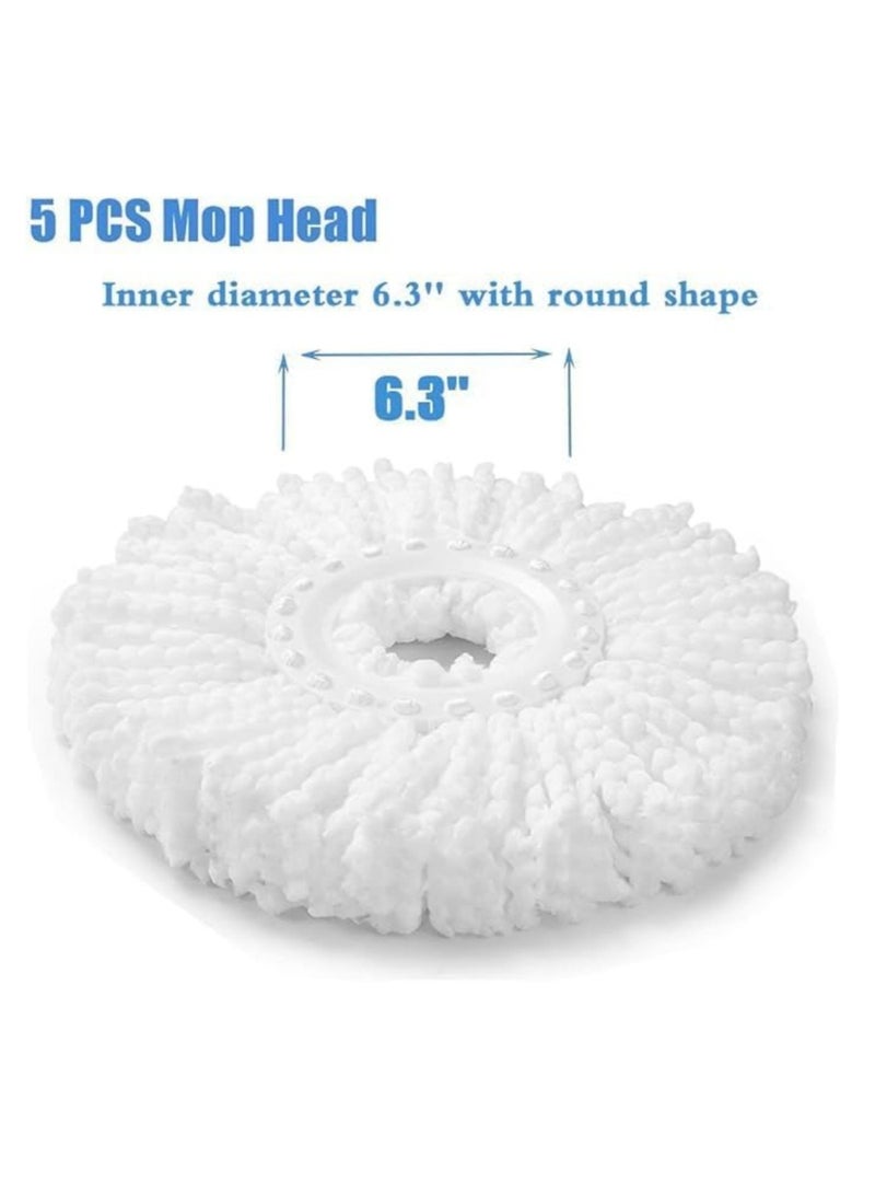 كوول تشيك 5 قطع من رؤوس الممسحة الدوارة البديلة المصنوعة من الألياف الدقيقة، عبوة من 5 رؤوس إعادة تعبئة من الألياف الدقيقة عالمية لـ 360 Spin Magic Mopping، شكل دائري، مقاس قياسي، أبيض - Image 2