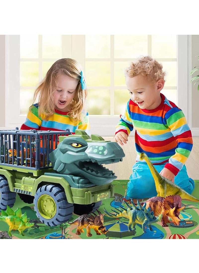 Dinosaur Truck Toys for 3-5 Year Old Boys Girls with 15 Dino Toys Playset Figures, Dinosaur Toys for Kids 3-5, Toy Trucks for Boys, Large Dinosaur Carrier Truck