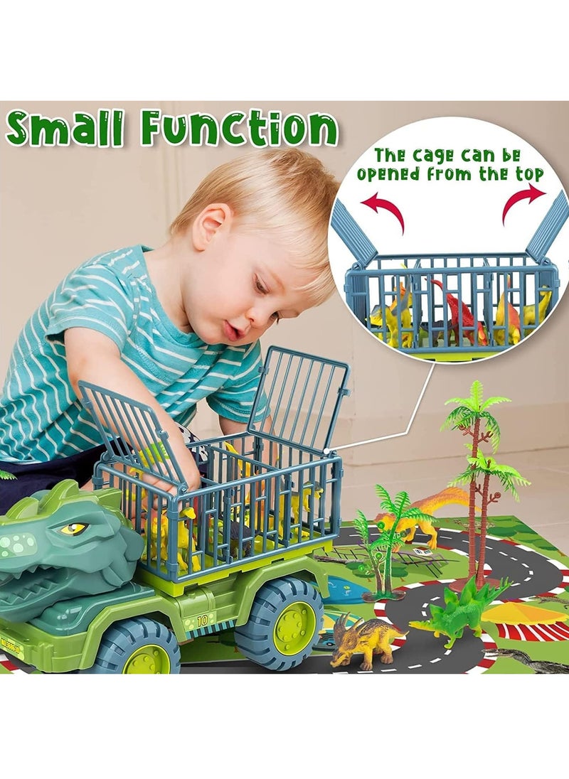 Dinosaur Truck Toys for 3-5 Year Old Boys Girls with 15 Dino Toys Playset Figures, Dinosaur Toys for Kids 3-5, Toy Trucks for Boys, Large Dinosaur Carrier Truck