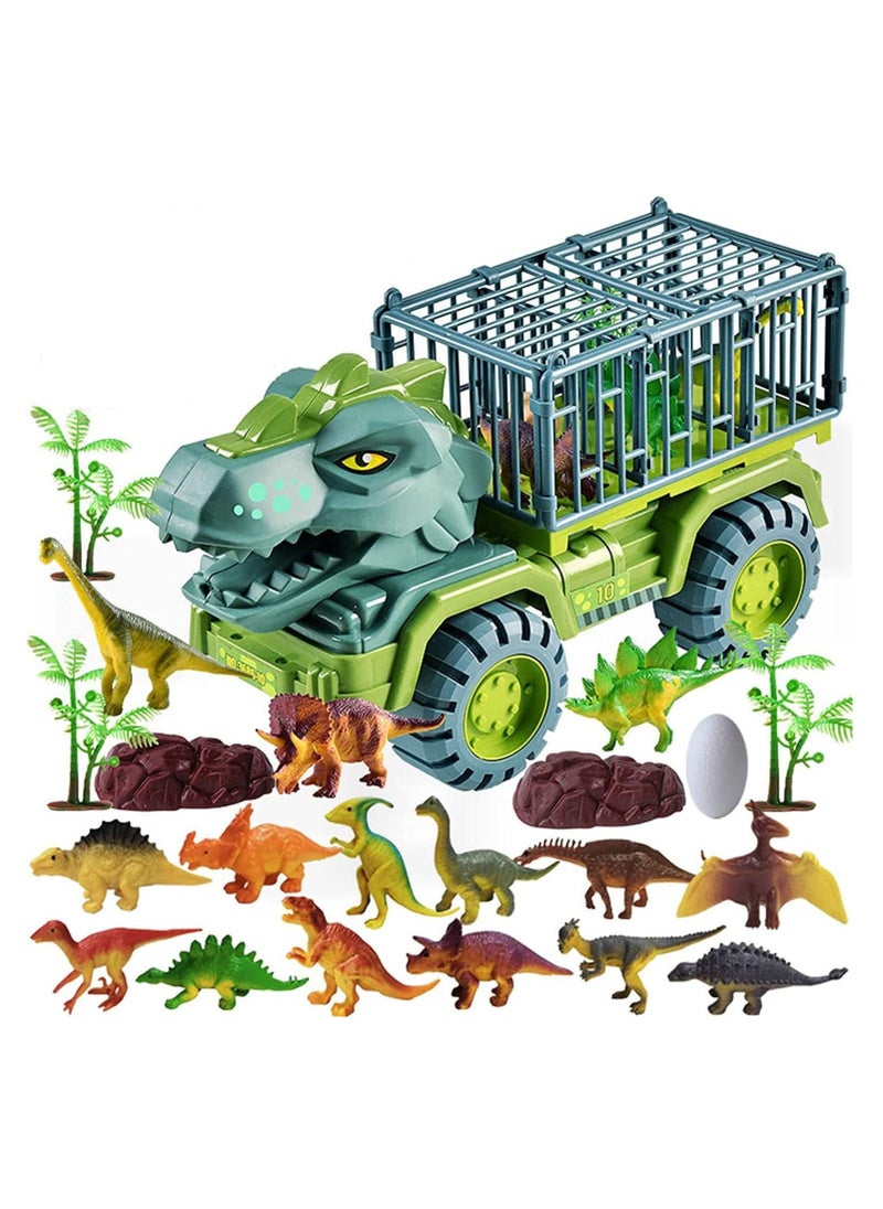 Dinosaur Truck Toys for 3-5 Year Old Boys Girls with 15 Dino Toys Playset Figures, Dinosaur Toys for Kids 3-5, Toy Trucks for Boys, Large Dinosaur Carrier Truck