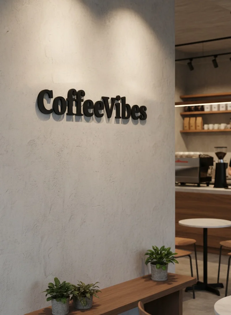 LOWHA Acrylic Wall Art with Back Sticker Featuring a Laser Cut Coffee Vibes Phrase