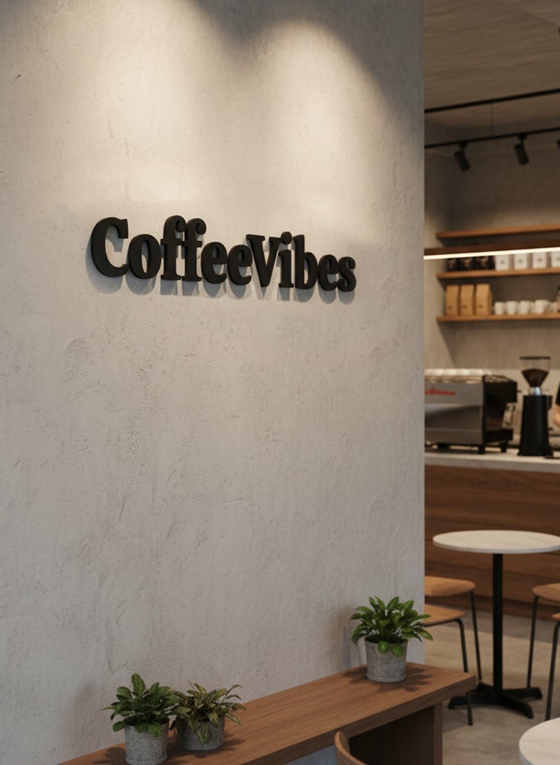 LOWHA Acrylic Wall Art with Back Sticker Featuring a Laser Cut Coffee Vibes Phrase - Image 2