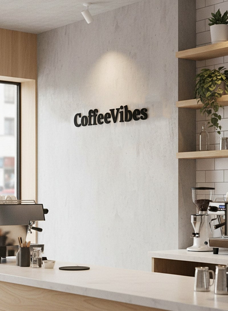 LOWHA Acrylic Wall Art with Back Sticker Featuring a Laser Cut Coffee Vibes Phrase - Image 3