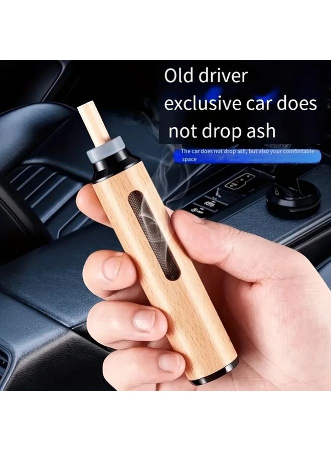 Green Wooden Car Ashtray Portable Office Smoke Prevention 1pc - Image 5