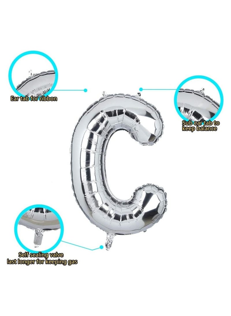 Goldedge 32 Inch Giant Silver Letter C Foil Helium Balloons Big Single Mylar Balloon Birthday Party Decoration Supply Baby Shower (Silver C) - Image 2