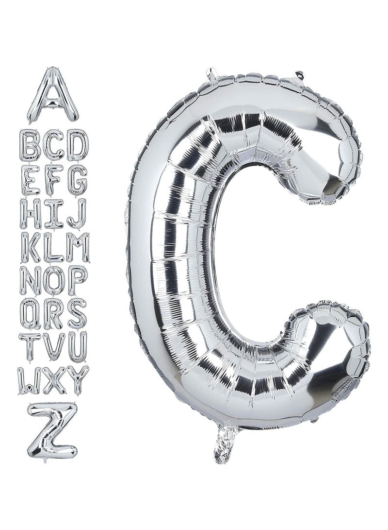 Goldedge 32 Inch Giant Silver Letter C Foil Helium Balloons Big Single Mylar Balloon Birthday Party Decoration Supply Baby Shower (Silver C) - Image 1