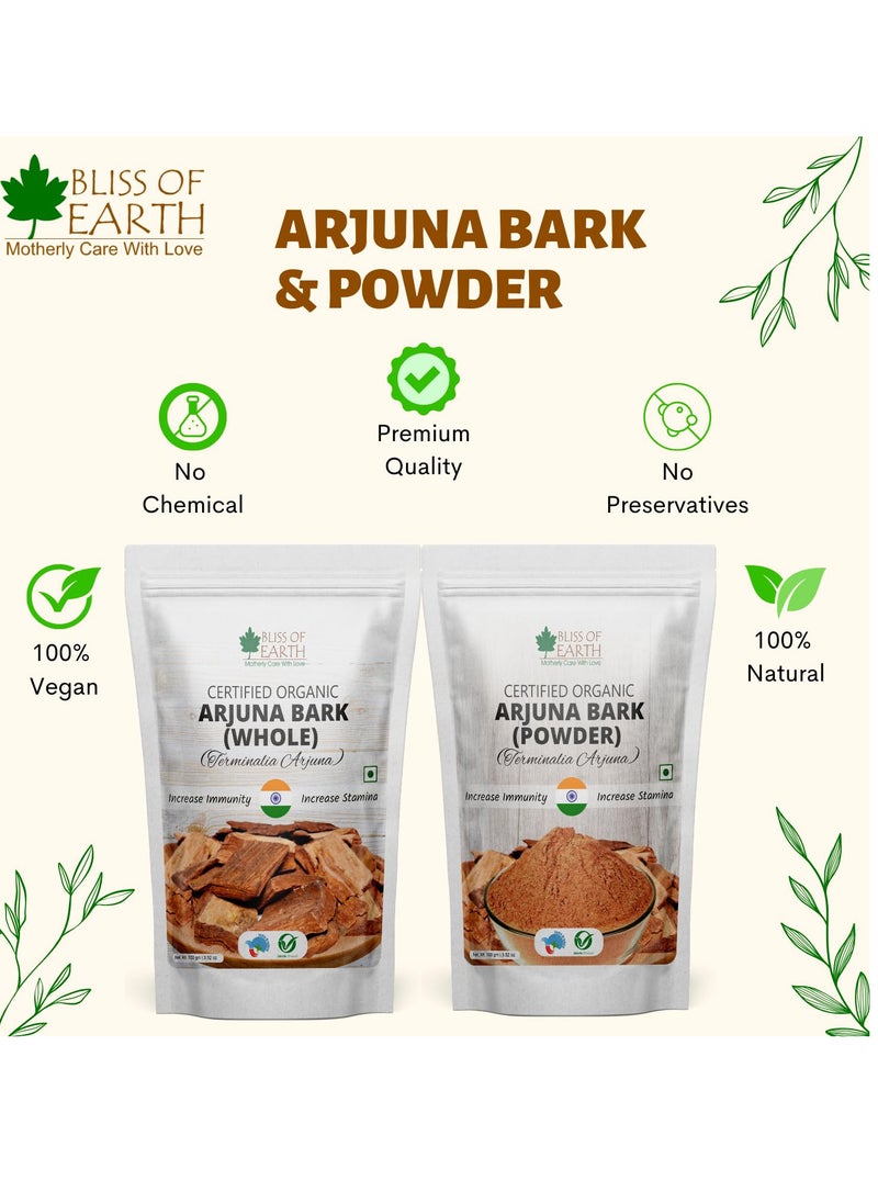 BLISS OF EARTH Arjuna Bark Powder 100g Herbal Supplement for Heart Health and Blood Pressure Organic Natural Cardiovascular Support Pack of 2  - Image 3