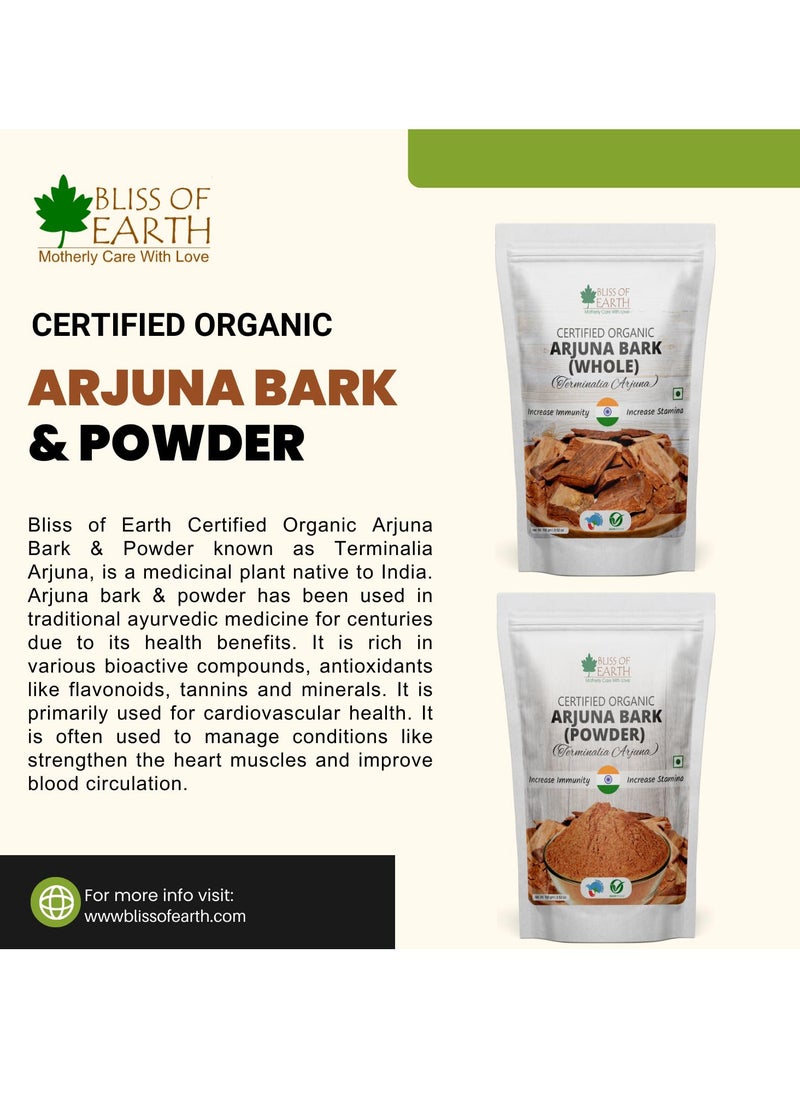 BLISS OF EARTH Arjuna Bark Powder 100g Herbal Supplement for Heart Health and Blood Pressure Organic Natural Cardiovascular Support Pack of 2  - Image 4