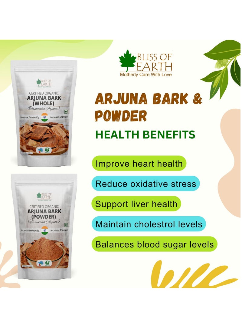BLISS OF EARTH Arjuna Bark Powder 100g Herbal Supplement for Heart Health and Blood Pressure Organic Natural Cardiovascular Support Pack of 2  - Image 5