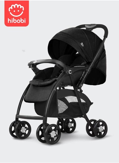 Premium Baby Stroller | Two-Way Use & Adjustable Backrest | One-Hand Fold Design | Removable Washable Seat Cushion | 5-Point Harness & Large Storage Basket