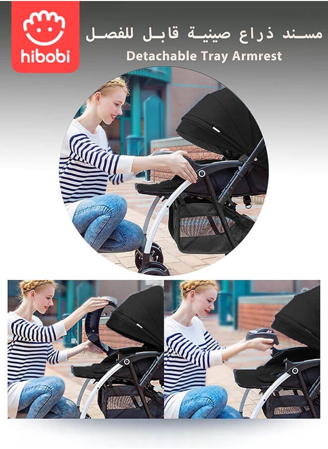 Premium Baby Stroller | Two-Way Use & Adjustable Backrest | One-Hand Fold Design | Removable Washable Seat Cushion | 5-Point Harness & Large Storage Basket
