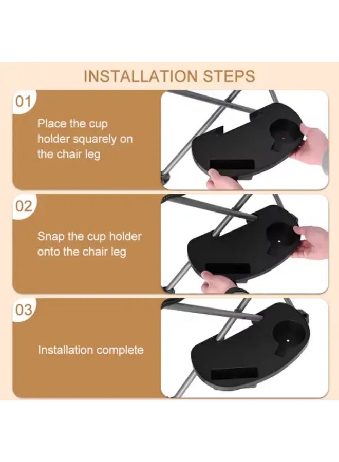 Black Heavy Duty Folding Chair Cup Holder With Phone Tray And Tablet Slot - Image 4