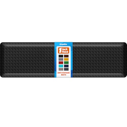 StepRite 1” Thick Kitchen Mats for Floor, Anti Fatigue Kitchen Rugs, Non-Slip,Heavy Duty Water Resistant Kitchen Rug, Standing Desk Mat for Friends, Family, Home, Kitchen, Office (72" x 20", Black) - Image 1