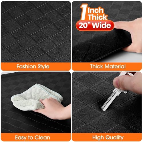 StepRite 1” Thick Kitchen Mats for Floor, Anti Fatigue Kitchen Rugs, Non-Slip,Heavy Duty Water Resistant Kitchen Rug, Standing Desk Mat for Friends, Family, Home, Kitchen, Office (72" x 20", Black) - Image 4