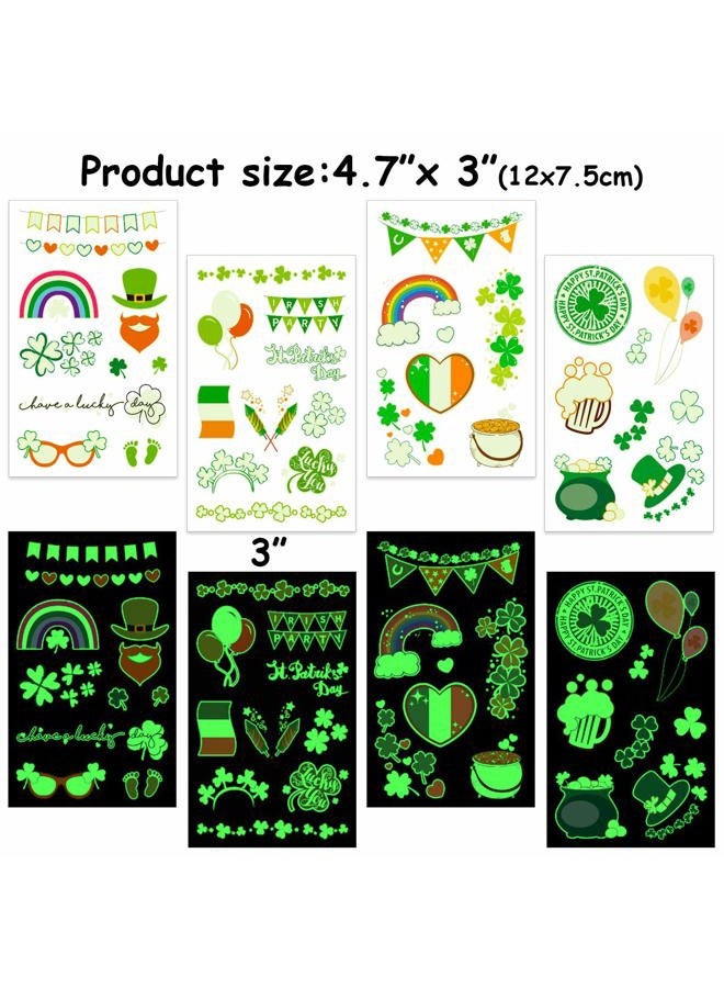 HOWAF تاتو يوم سانت باتريك، 12 ورقة تاتو للأطفال تتلألأ في الظلام، أكثر من 100 قطعة ملصقات يوم سانت باتريك، تاتو مؤقت ليوم سانت باتريك، زينة رائعة لحفلات يوم سانت باتريك، هدايا حفلات مذهلة - Image 3