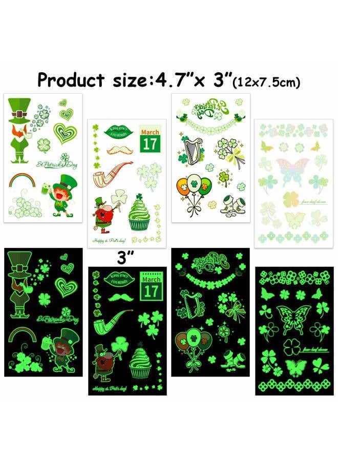 HOWAF تاتو يوم سانت باتريك، 12 ورقة تاتو للأطفال تتلألأ في الظلام، أكثر من 100 قطعة ملصقات يوم سانت باتريك، تاتو مؤقت ليوم سانت باتريك، زينة رائعة لحفلات يوم سانت باتريك، هدايا حفلات مذهلة - Image 4
