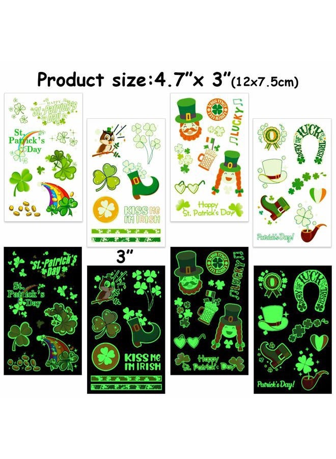 HOWAF تاتو يوم سانت باتريك، 12 ورقة تاتو للأطفال تتلألأ في الظلام، أكثر من 100 قطعة ملصقات يوم سانت باتريك، تاتو مؤقت ليوم سانت باتريك، زينة رائعة لحفلات يوم سانت باتريك، هدايا حفلات مذهلة - Image 2