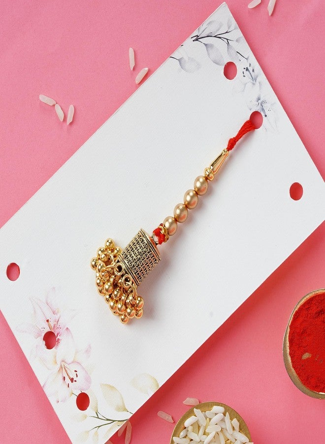 PrideKraft | Radha Krishna Rakhi with Lumba Set | Rakhi For Bhaiya Bhabhi | Pack Of 2 Rakhi | 1 Roli Rice Pack | 1 Greeting Card,Multi - Image 4