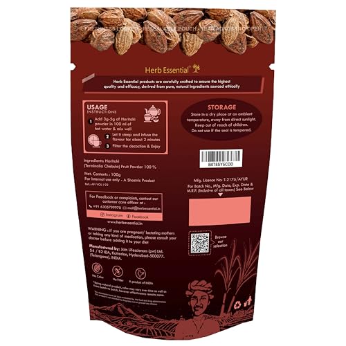Herb Essential Haritaki Powder 200g - Pack of 2 (100g Each) | Ayurvedic Gut Detox, Digestive Health & Immunity Support | Natural Herbal Supplement for Wellness - Image 2