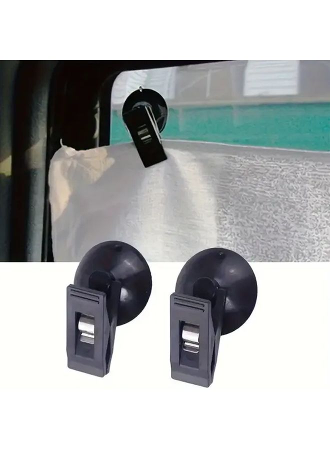 2pcs Black Portable Car Suction Cup Holder Detachable Window Mount For Sunshade Tickets Car Interior Accessories Secure Grip Design Easy Installation Vehicle Organization Modern Accessory Sturdy Construction - Image 1