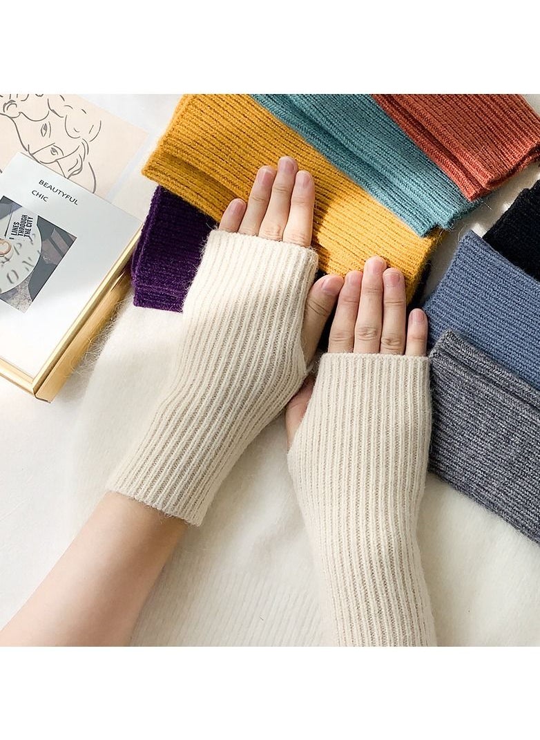 Loquat Fingerless Knitting Cotton Polyester Gloves Sleeves 