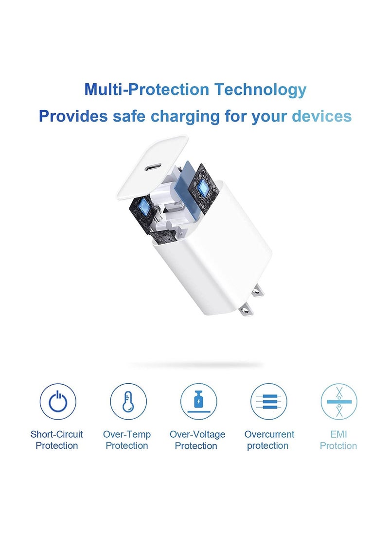 Fast Charger [Apple MFi Certified] 20W PD Fast Type C Wall Charger with 6FT Charging Cable Compatible iPhone 13/13 Mini Pro Max/12 Pro Max/12 Mini/11 Pro