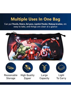 Kuber Industries Kuber Industries Pack of 3 Pencil Pouch | Multi-Purpose Travel Pouch | Kids Stationary Pencil Case | Pencil Utility School Pouches | Geometry Box | Marvel Avengers | Large | Black  - Image 4