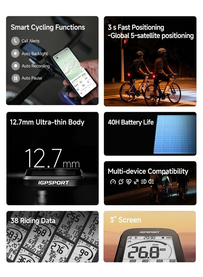 iGPSPORT BSC100MAX GPS Bike Computer, 3'' Screen Auto Start/Stop Custom Data 40H Waterproof Bicycle Computer Wireless - Image 2