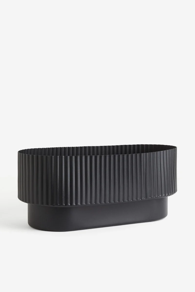 H&M Oval Plant Pot In Metal