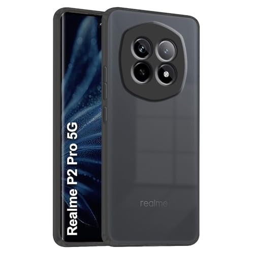 Casotec Realme P2 Pro 5G Back Cover | Anti-Slip Grip Case | Thin Slim Super Clear | Shockproof Bumper TPU Case for Women Girls (Clear/Black) - Image 1