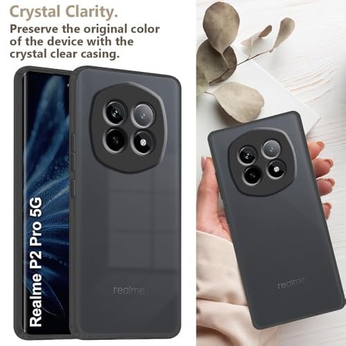 Casotec Realme P2 Pro 5G Back Cover | Anti-Slip Grip Case | Thin Slim Super Clear | Shockproof Bumper TPU Case for Women Girls (Clear/Black) - Image 5