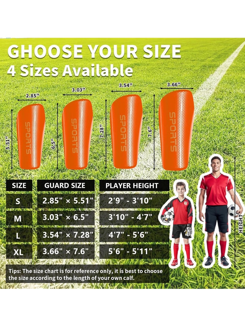 RATSAW Soccer Shin Guards for Kids Youth Adults Protective Soccer Equipment Orange - Image 3