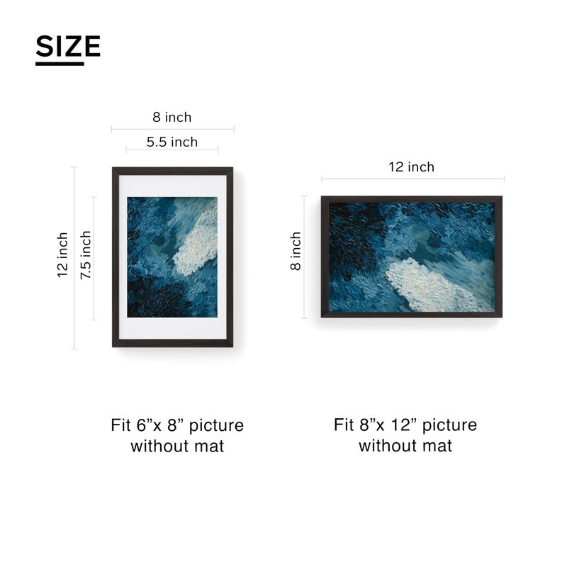 TONES FRAME DESIGN 8x12 Picture Frame with Mat for 6x8  Set of 2 Solid Wood Veneer Finish Natural Photo Frame 8 by 12 Poster Frame for Gallery Art Prints Home Decor - Image 2