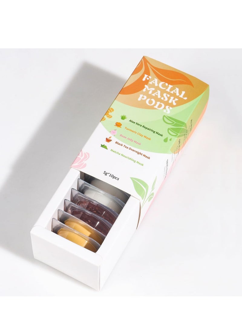قناع الطين المرطب للوجه, كسبولات تنظيف البشرة، مجموعة ماسك الطين المرطب للعناية بالبشرة 10 قطع - Image 1