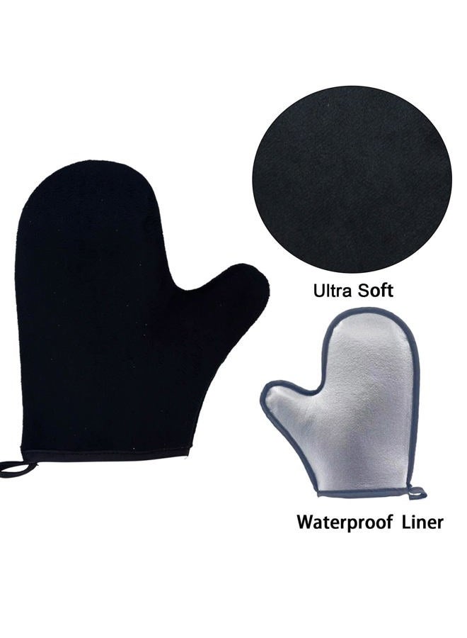 TSAIYI 2 Piece Self Tanning Mitt Applicator Set, 1 Self Tanning Glove and 1 Self Tanner Brush, Tan Mitt for Self Tan Sunless Tan (Black)  - Image 2