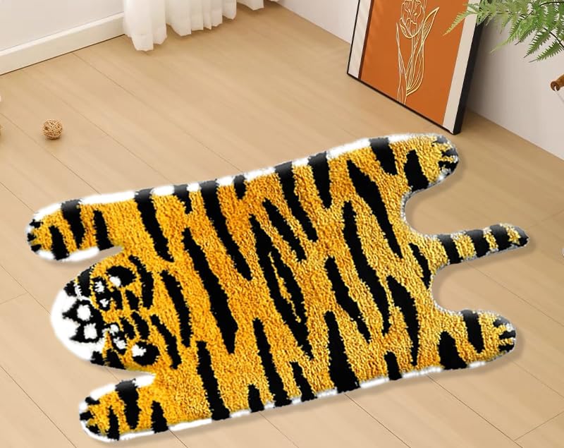 Cute Tiger Shaped Kids Bath Mat Area Rug for Bedroom Bathroom Kitchen Floor Water Absorption NonSlip Small Carpet Door Mat Playmat 50  90CM